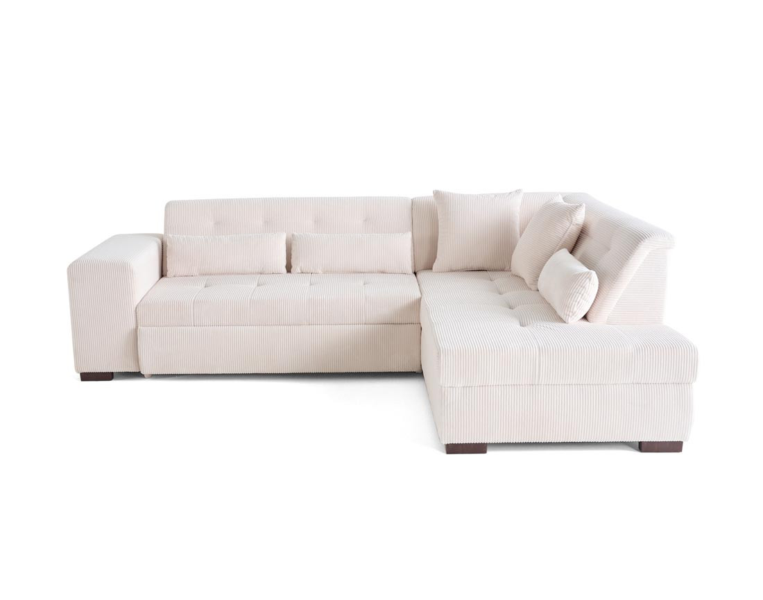 Canapé d'angle droit 5 places convertible en velours côtelé Vermont