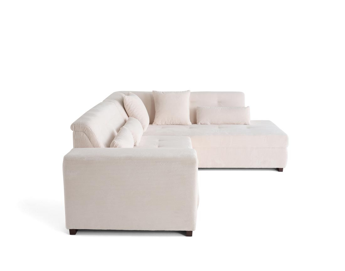 Canapé d'angle droit 5 places convertible en velours côtelé Vermont