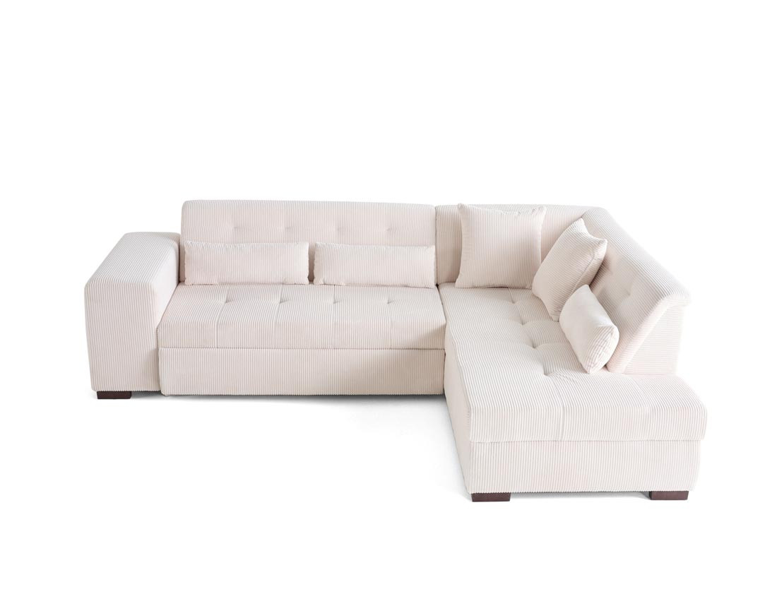 Canapé d'angle droit 5 places convertible en velours côtelé Vermont