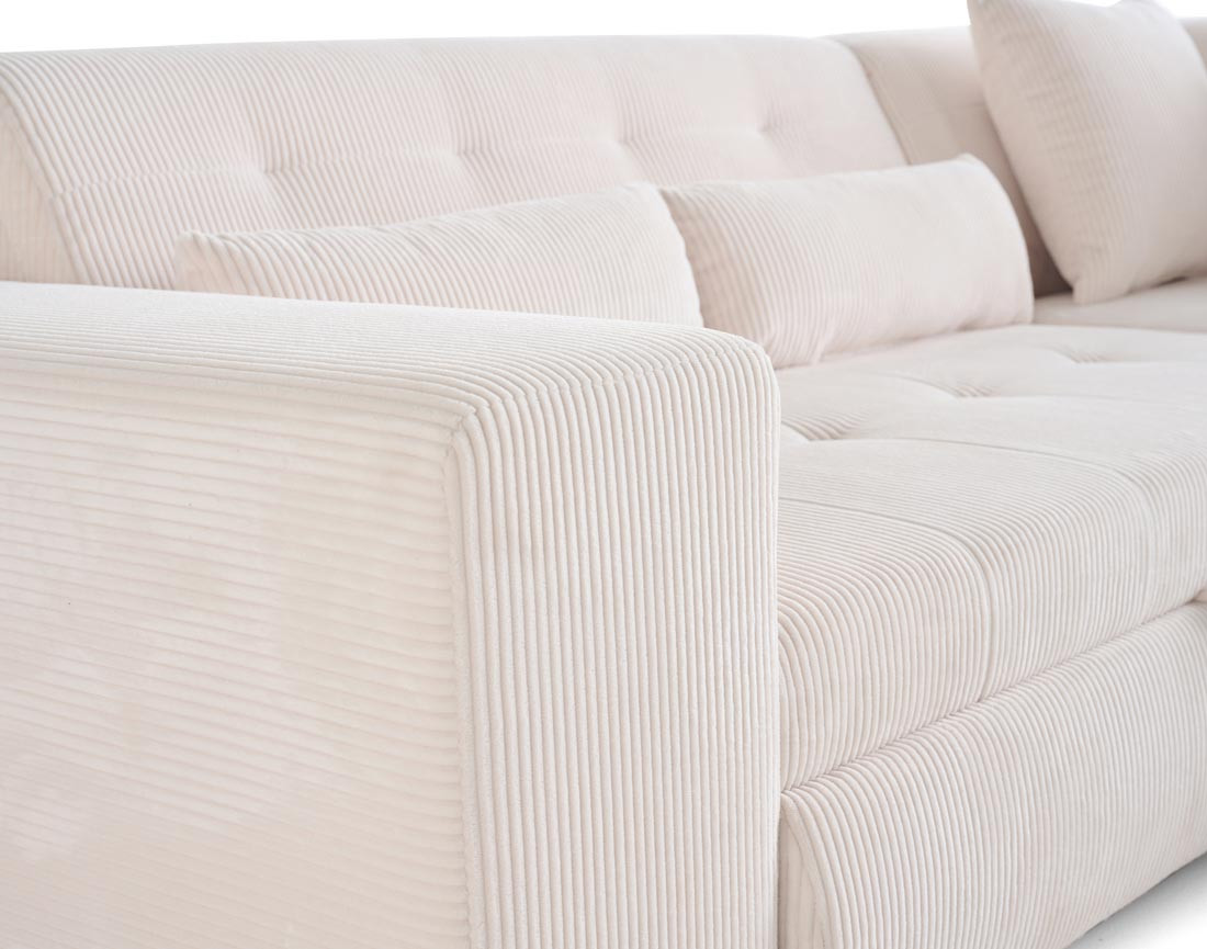 Canapé d'angle droit 5 places convertible en velours côtelé Vermont