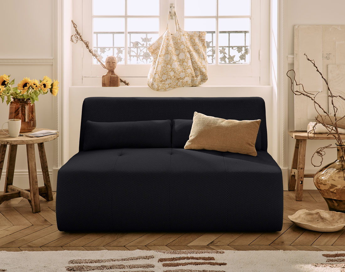 Canapé droit 2 places en tissu mailles 3D Onyx Canapé droit 2 places en tissu mailles 3D Onyx