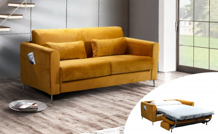 Owen - Canapé 3 places convertible - Ouverture express - Couchage quotidien - Velours Owen - Canapé 3 places convertible - Ouverture express - Couchage quotidien - Velours