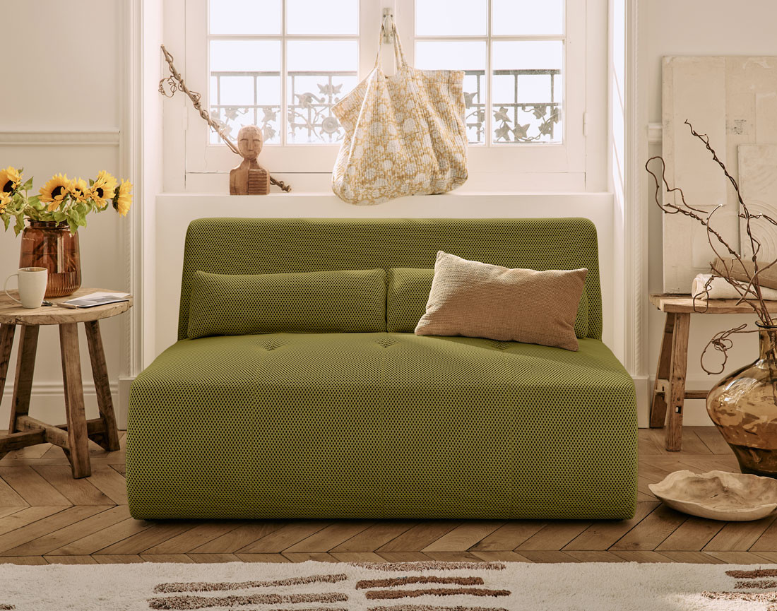 Canapé droit 2 places en tissu mailles 3D Onyx