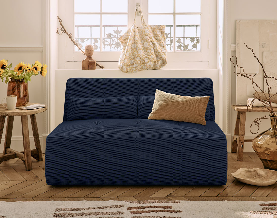 Canapé droit 2 places en tissu mailles 3D Onyx