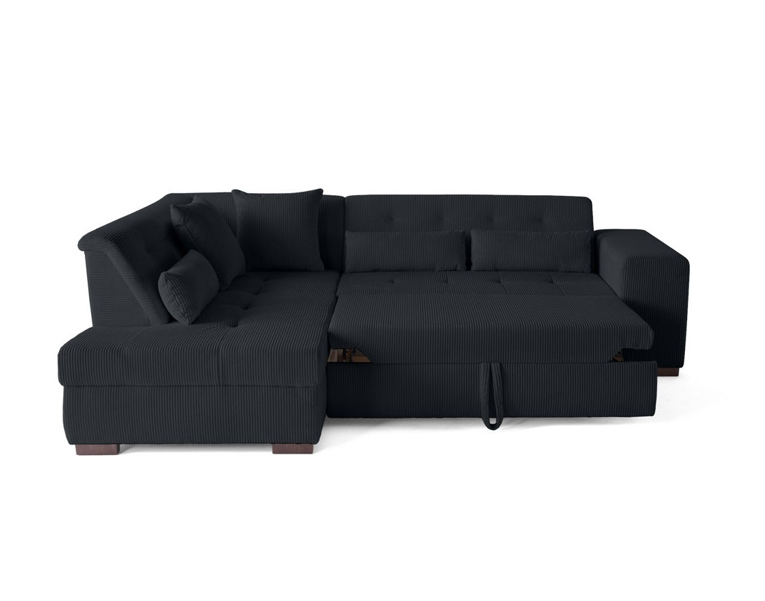 Canapé d'angle gauche 5 places convertible en velours côtelé Vermont