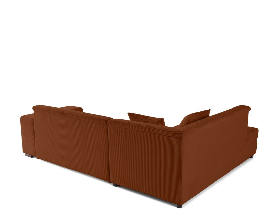 Canapé d'angle gauche 5 places convertible en velours côtelé Vermont