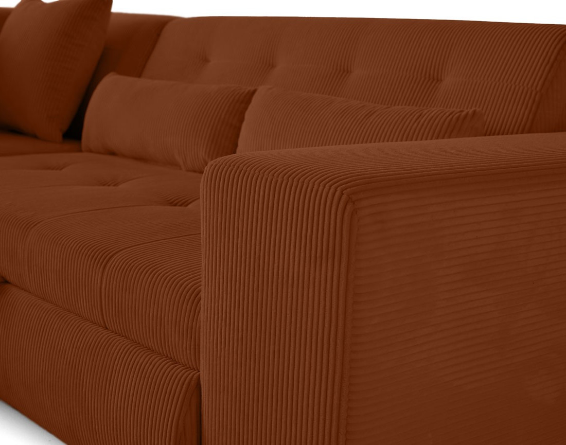 Canapé d'angle gauche 5 places convertible en velours côtelé Vermont