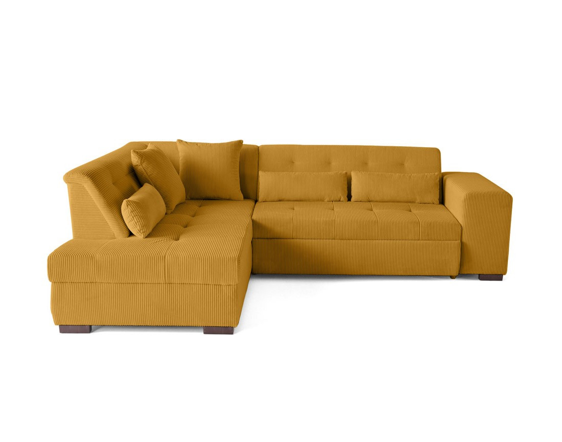 Canapé d'angle gauche 5 places convertible en velours côtelé Vermont