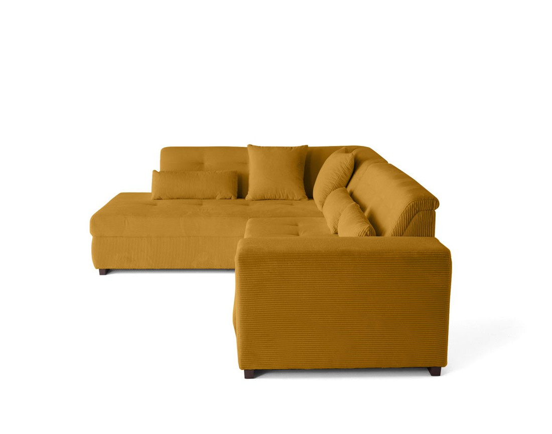 Canapé d'angle gauche 5 places convertible en velours côtelé Vermont