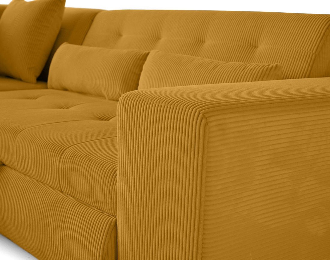 Canapé d'angle gauche 5 places convertible en velours côtelé Vermont