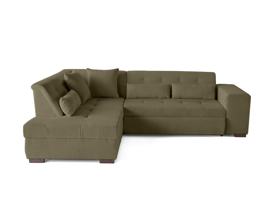 Canapé d'angle gauche 5 places convertible en velours côtelé Vermont