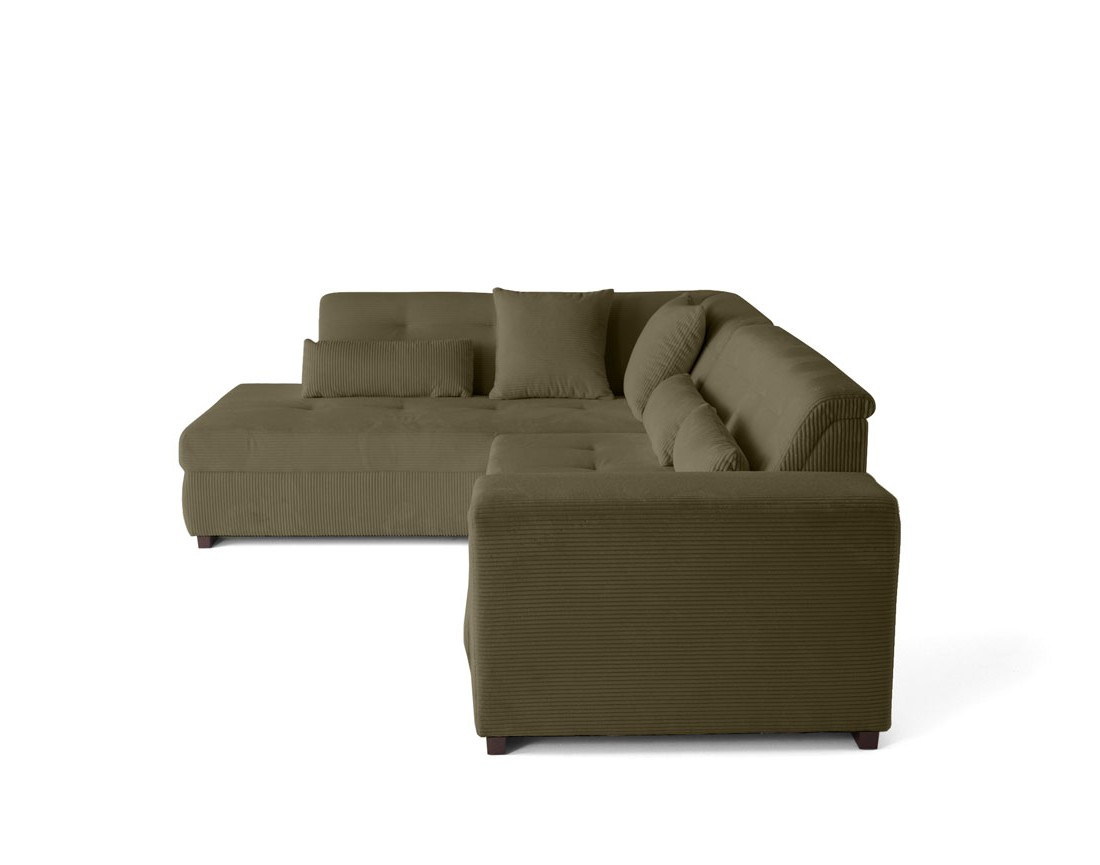 Canapé d'angle gauche 5 places convertible en velours côtelé Vermont