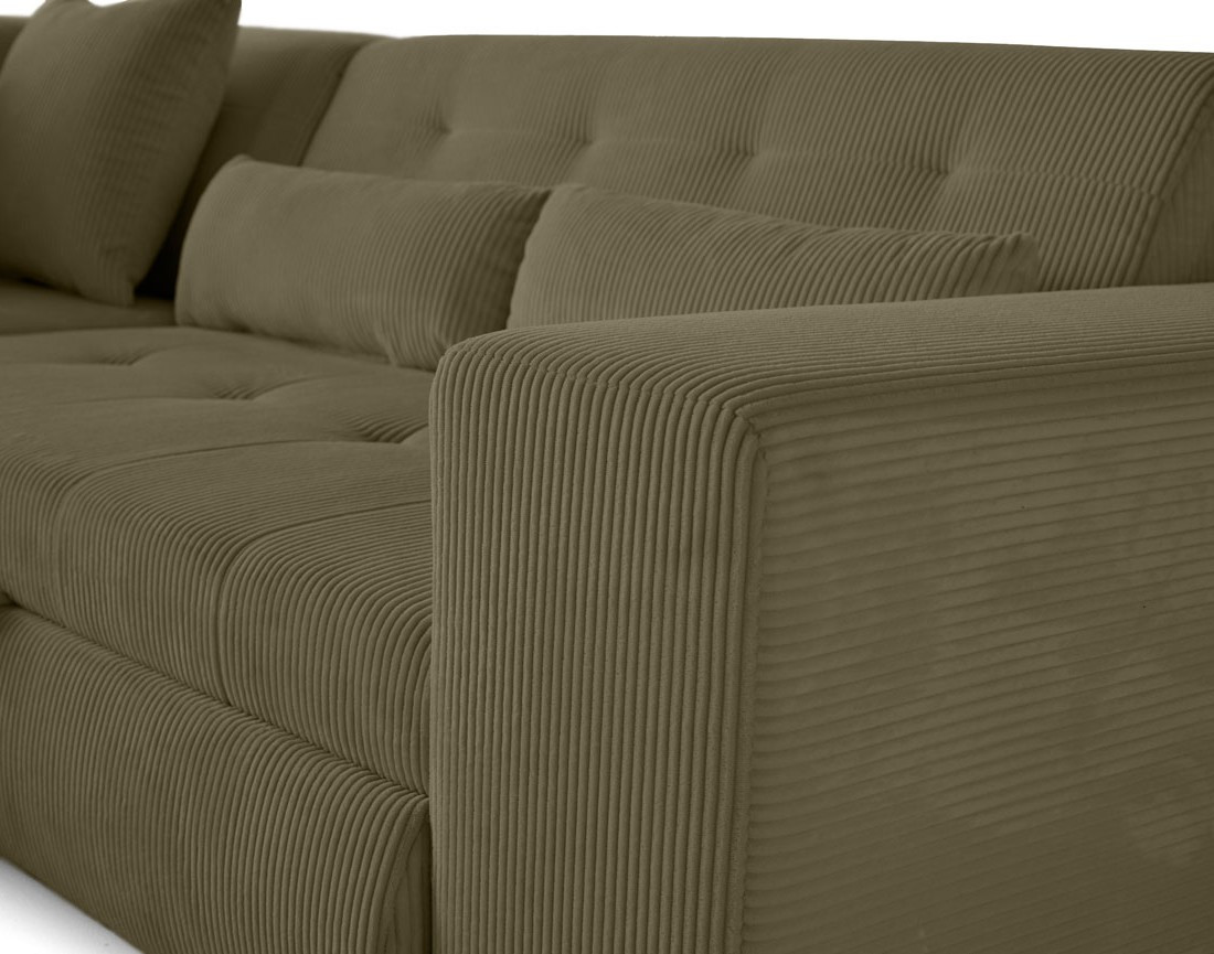 Canapé d'angle gauche 5 places convertible en velours côtelé Vermont