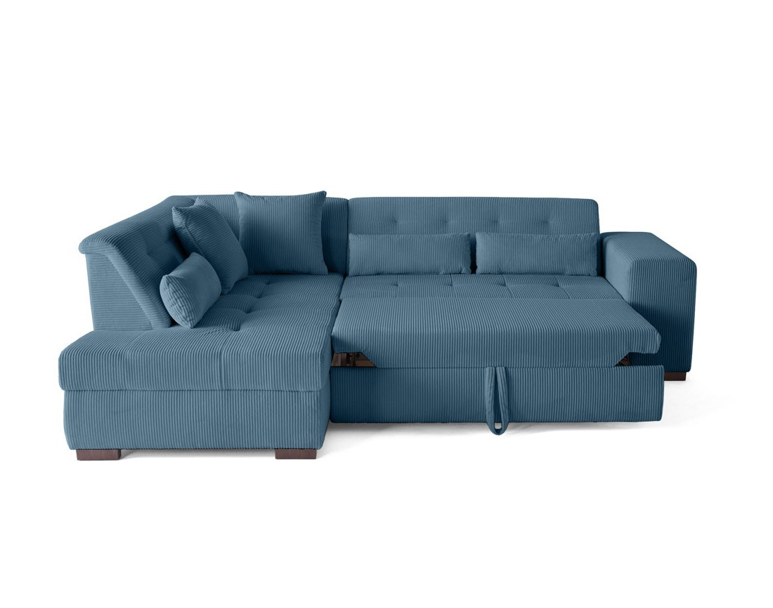 Canapé d'angle gauche 5 places convertible en velours côtelé Vermont