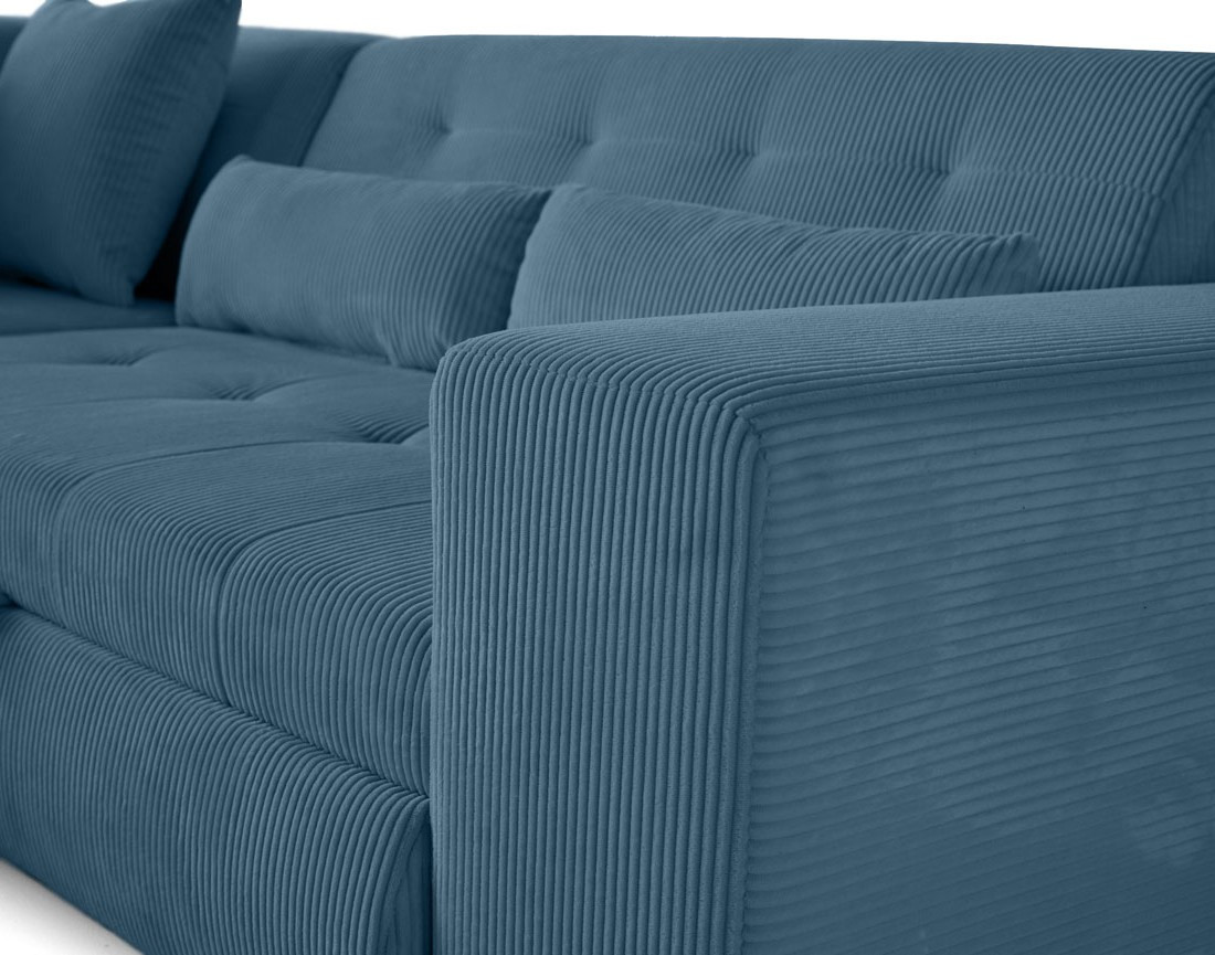 Canapé d'angle gauche 5 places convertible en velours côtelé Vermont