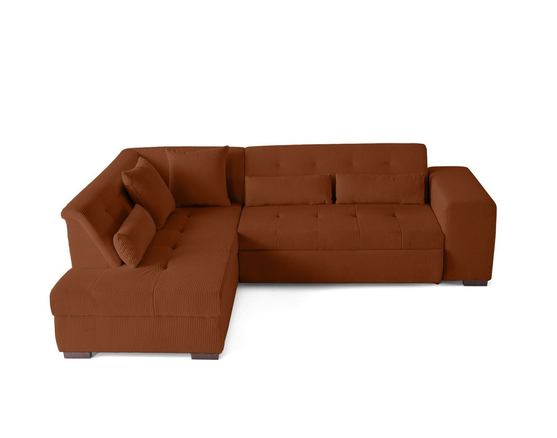Canapé d'angle gauche 5 places convertible en velours côtelé Vermont