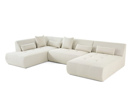 Canapé panoramique modulable d'angle gauche 7 places en tissu mailles 3D Onyx