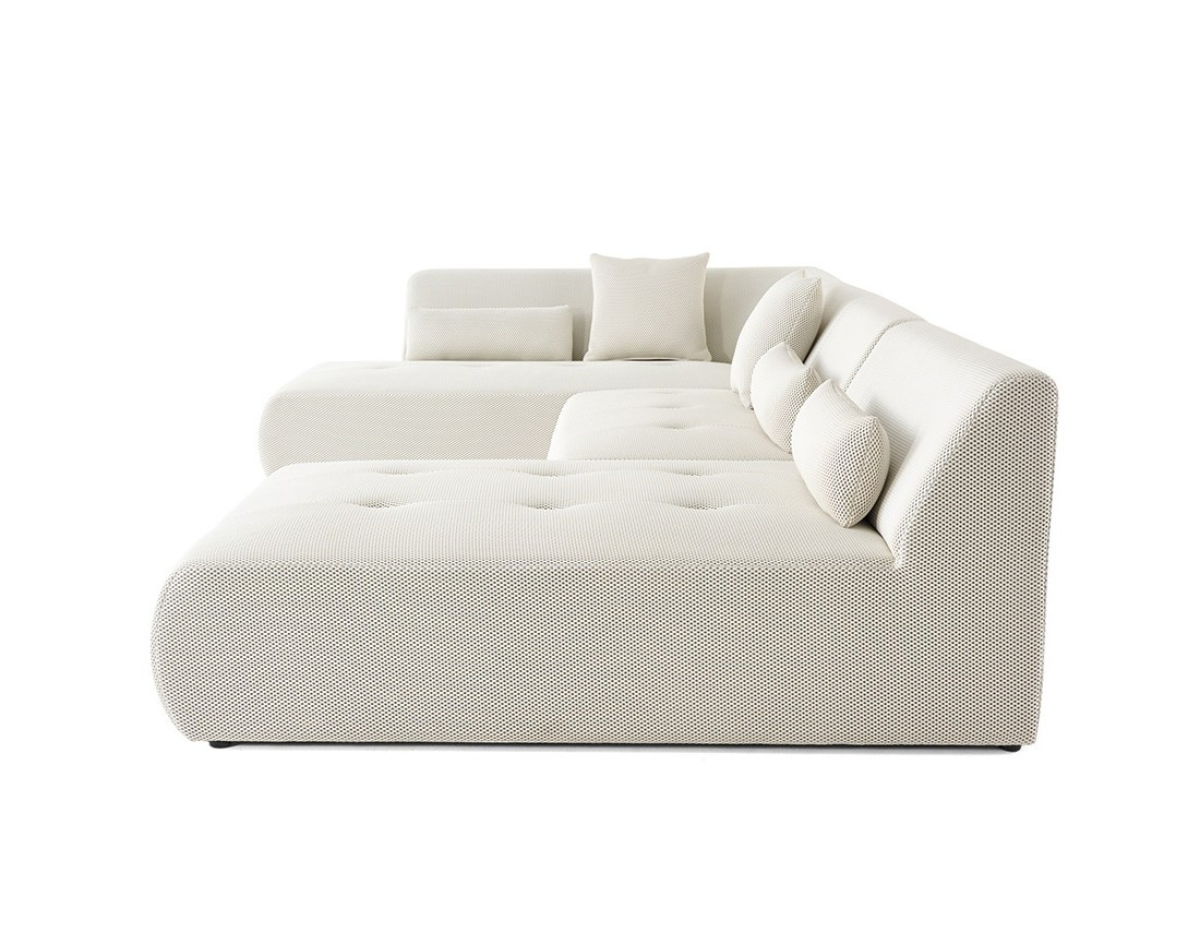 Canapé panoramique modulable d'angle gauche 7 places en tissu mailles 3D Onyx Canapé panoramique modulable d'angle gauche 7 places en tissu mailles 3D Onyx