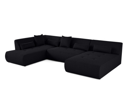 Canapé panoramique modulable d'angle gauche 7 places en tissu mailles 3D Onyx