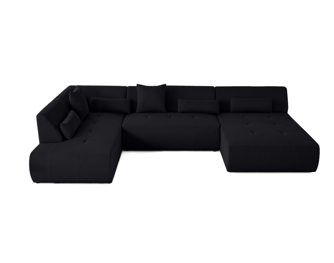 Canapé panoramique modulable d'angle gauche 7 places en tissu mailles 3D Onyx Canapé panoramique modulable d'angle gauche 7 places en tissu mailles 3D Onyx