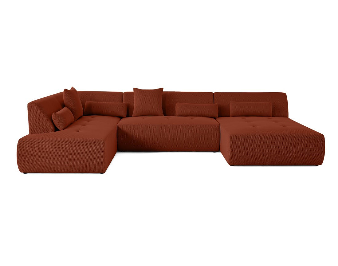 Canapé panoramique modulable d'angle gauche 7 places en tissu mailles 3D Onyx