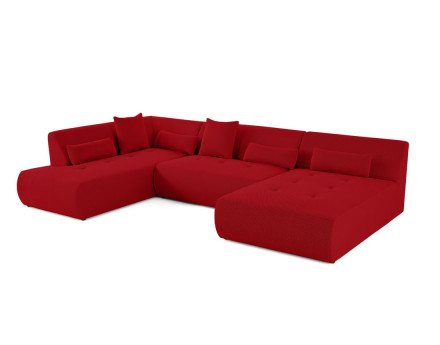 Canapé panoramique modulable d'angle gauche 7 places en tissu mailles 3D Onyx