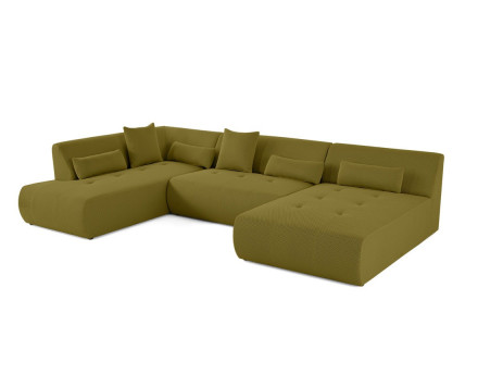 Canapé panoramique modulable d'angle gauche 7 places en tissu mailles 3D Onyx