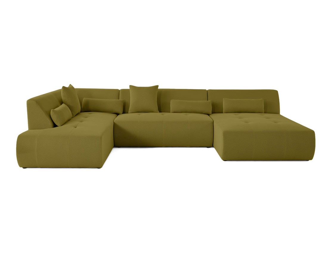 Canapé panoramique modulable d'angle gauche 7 places en tissu mailles 3D Onyx