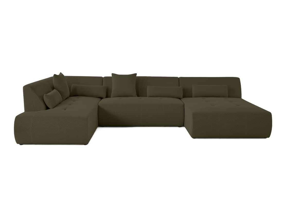 Canapé panoramique modulable d'angle gauche 7 places en tissu mailles 3D Onyx