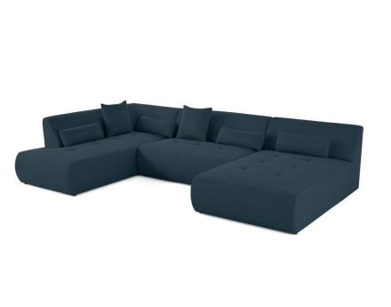 Canapé panoramique modulable d'angle gauche 7 places en tissu mailles 3D Onyx