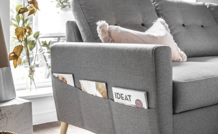 OSLO - Canapé d'angle droite convertible - Gris clair - 225x147x86cm OSLO - Canapé d'angle droite convertible - Gris clair - 225x147x86cm