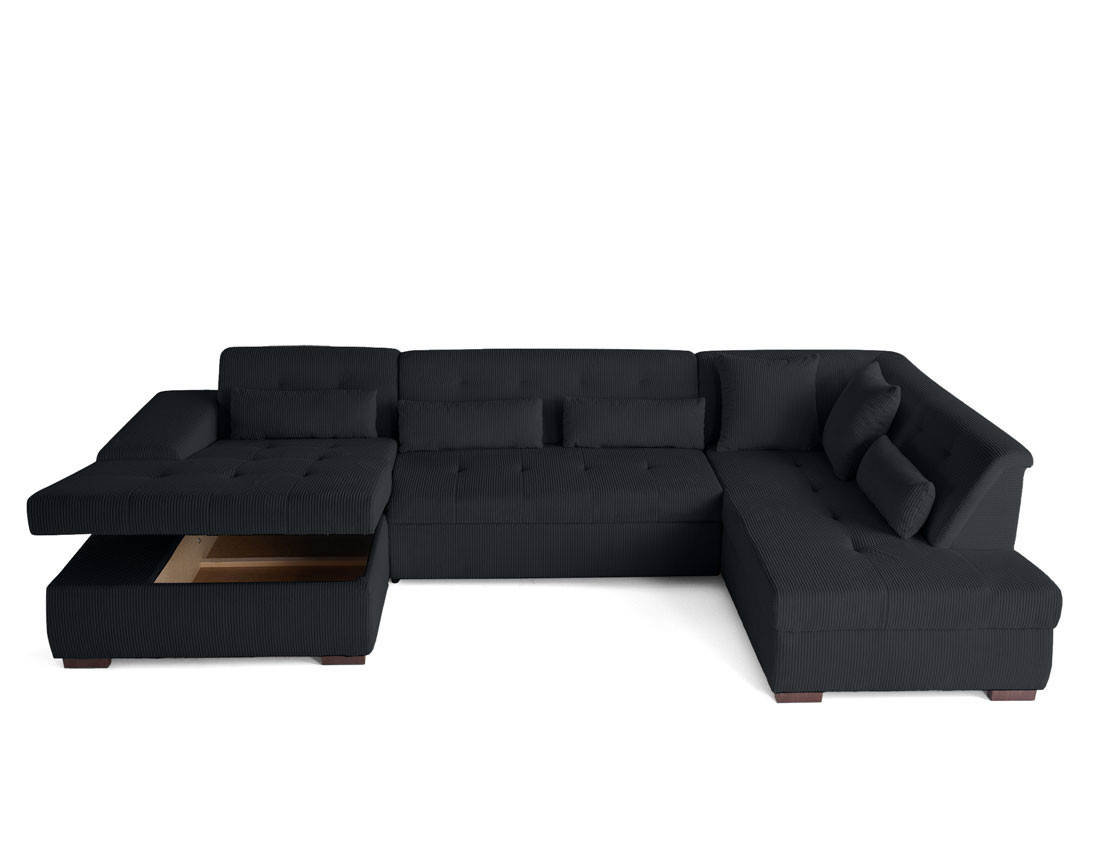 Canapé panoramique convertible Vermont 7 pl en velours côtelé - droit