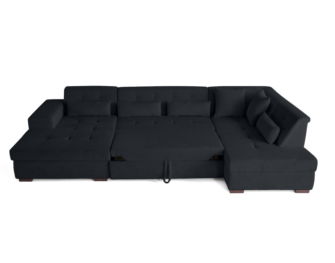Canapé panoramique convertible Vermont 7 pl en velours côtelé - droit