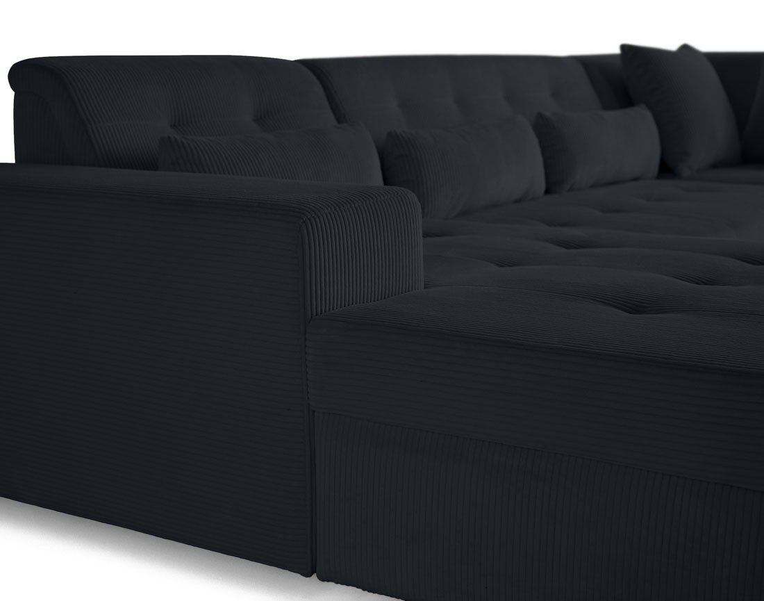 Canapé panoramique convertible Vermont 7 pl en velours côtelé - droit