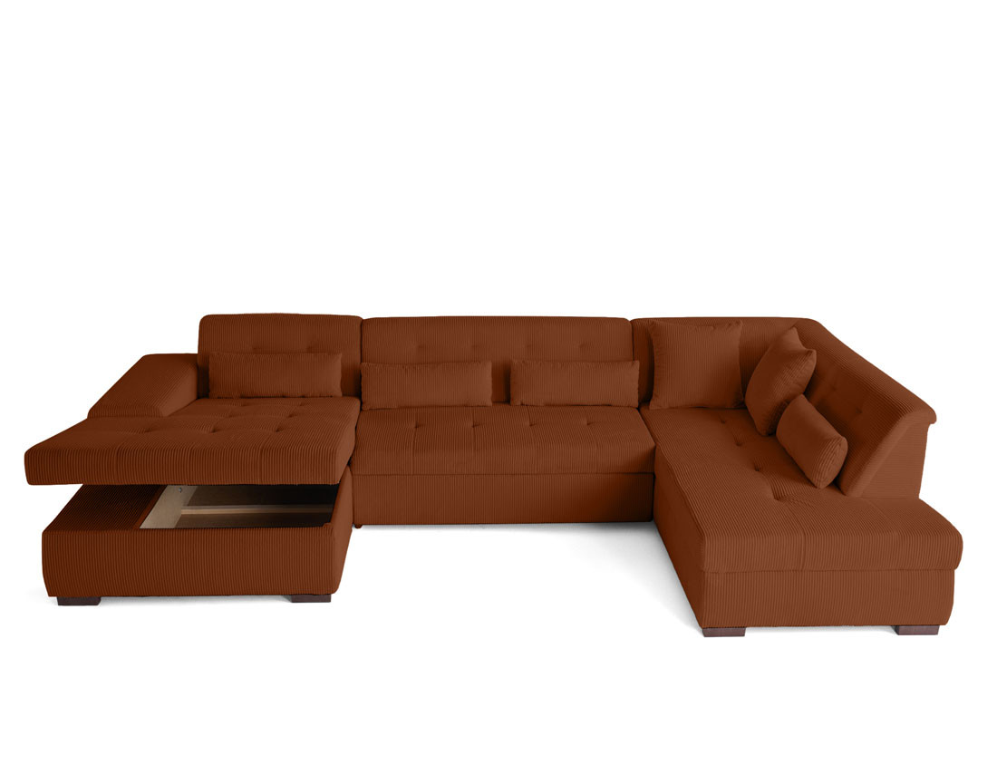 Canapé panoramique convertible Vermont 7 pl en velours côtelé - droit