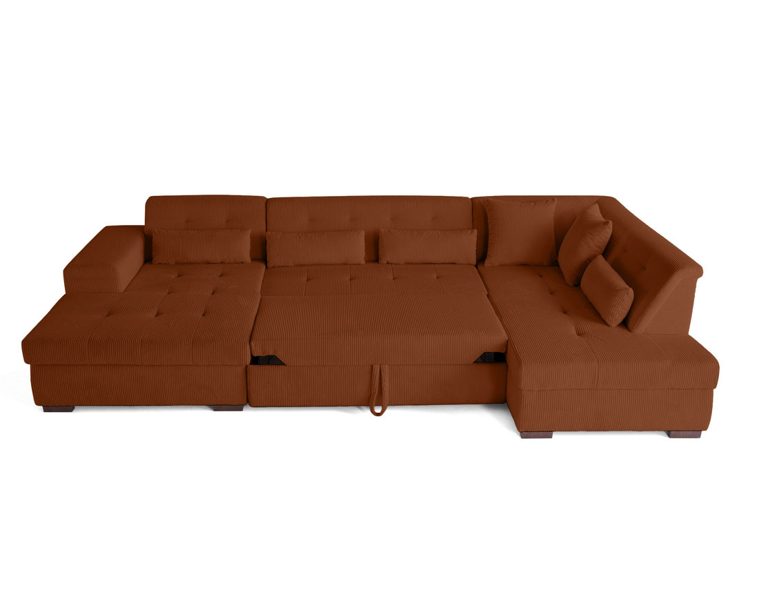 Canapé panoramique convertible Vermont 7 pl en velours côtelé - droit