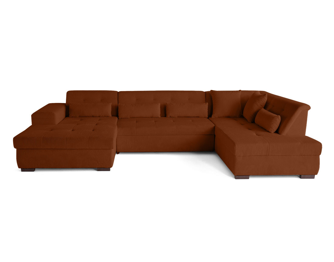 Canapé panoramique convertible Vermont 7 pl en velours côtelé - droit