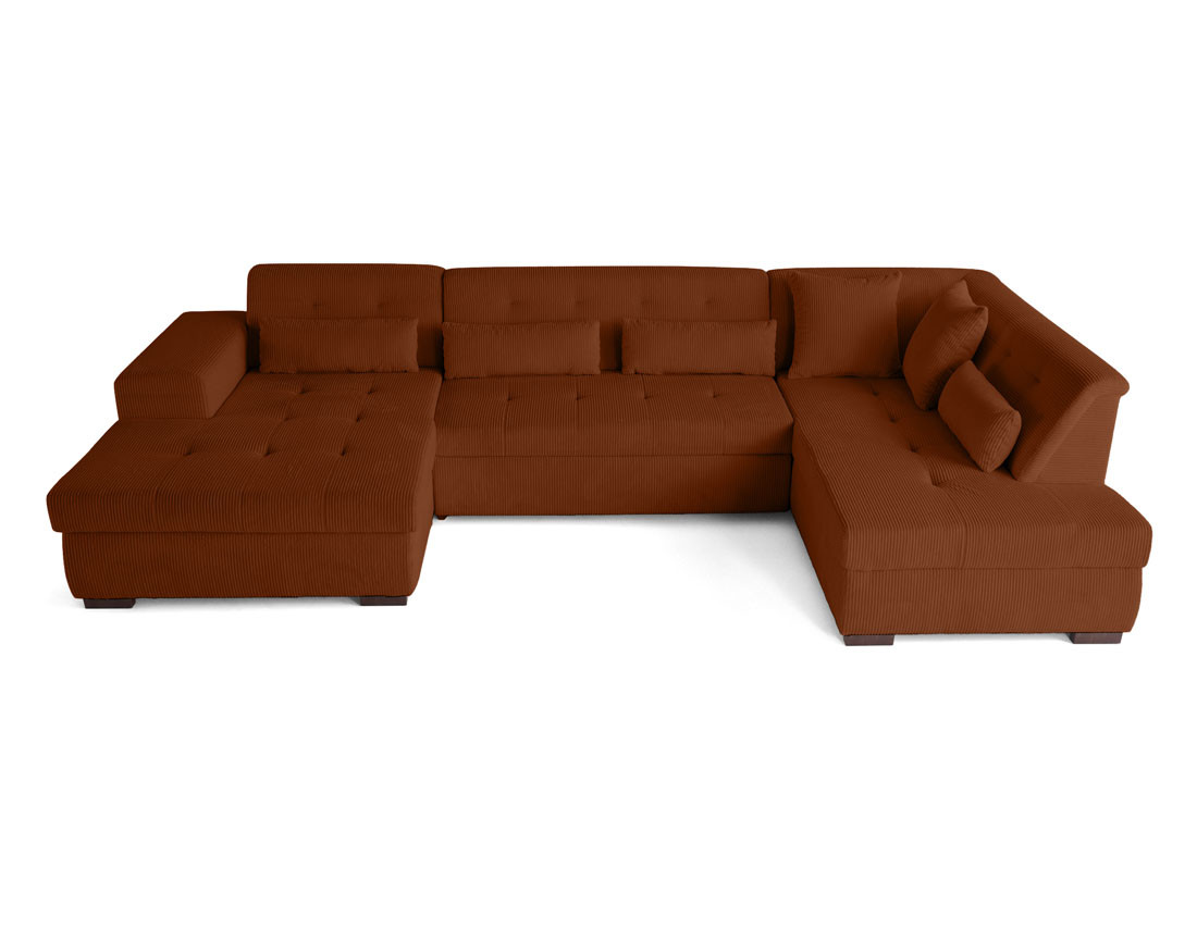 Canapé panoramique convertible Vermont 7 pl en velours côtelé - droit
