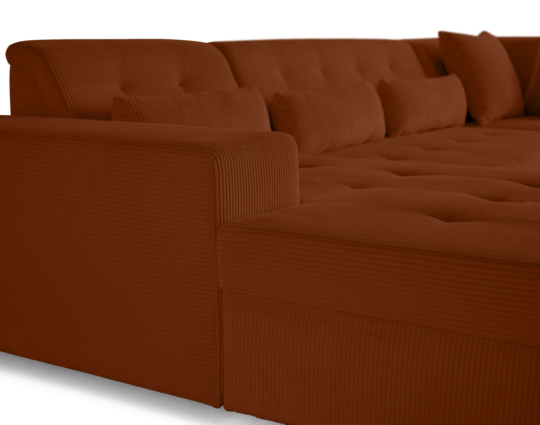 Canapé panoramique convertible Vermont 7 pl en velours côtelé - droit