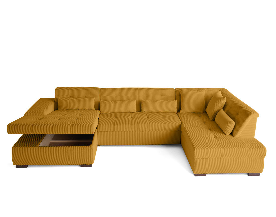 Canapé panoramique convertible Vermont 7 pl en velours côtelé - droit