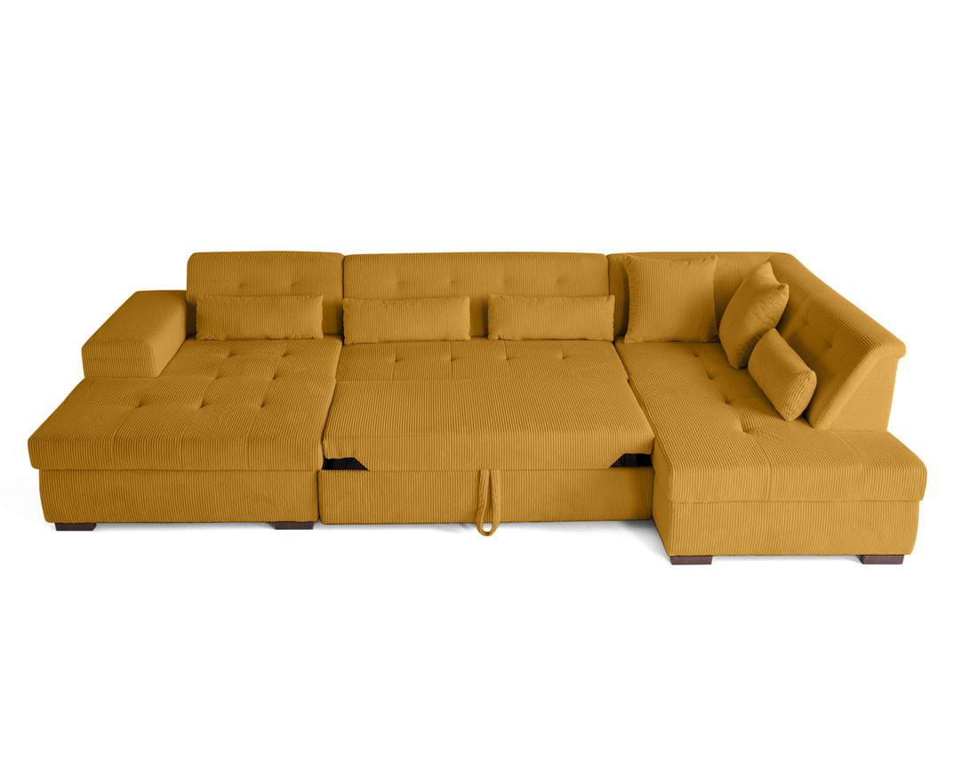 Canapé panoramique convertible Vermont 7 pl en velours côtelé - droit