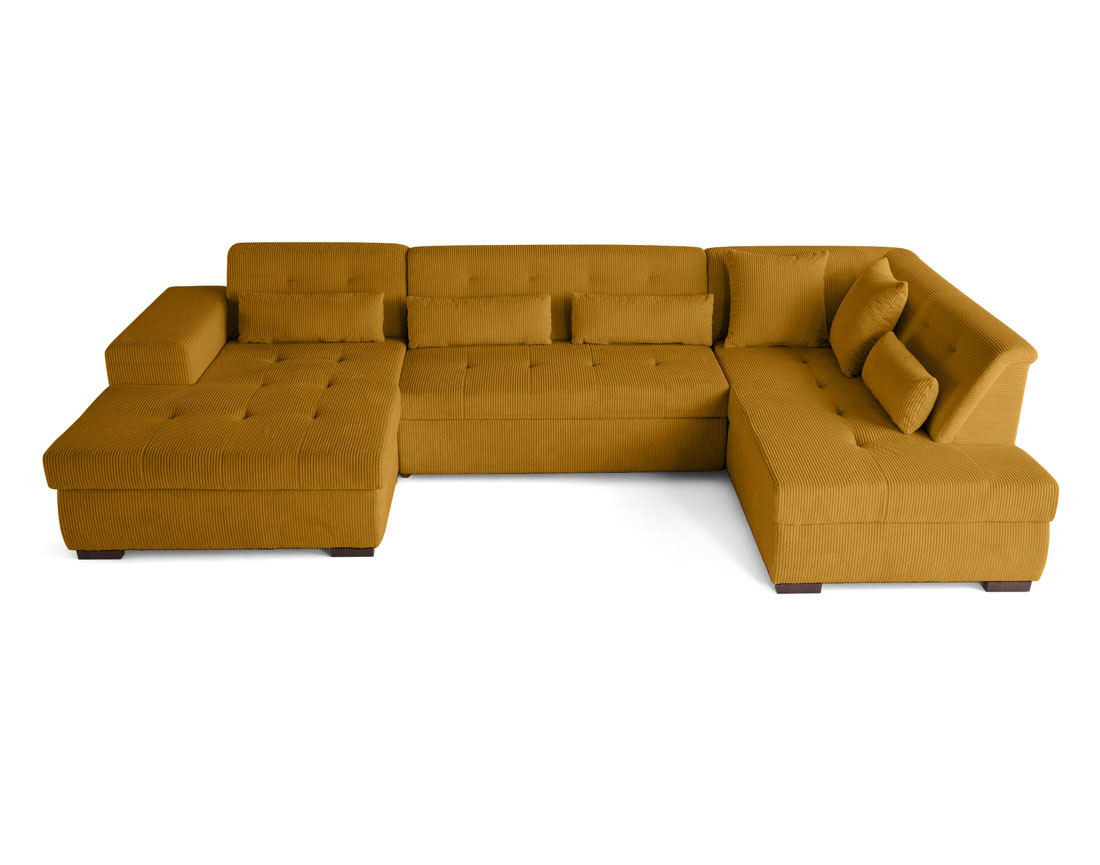 Canapé panoramique convertible Vermont 7 pl en velours côtelé - droit
