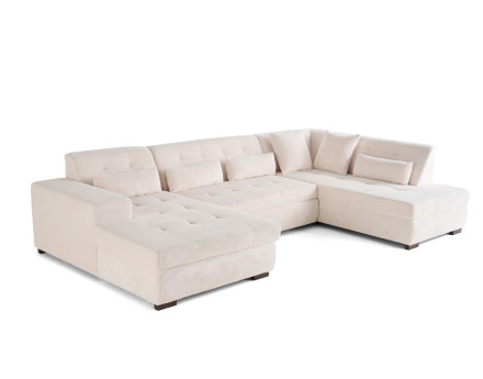 Canapé panoramique convertible Vermont 7 pl en velours côtelé - droit