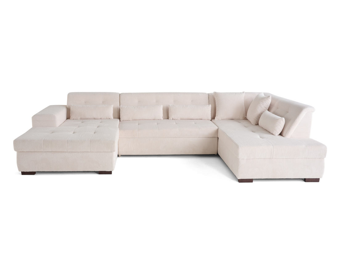 Canapé panoramique convertible Vermont 7 pl en velours côtelé - droit