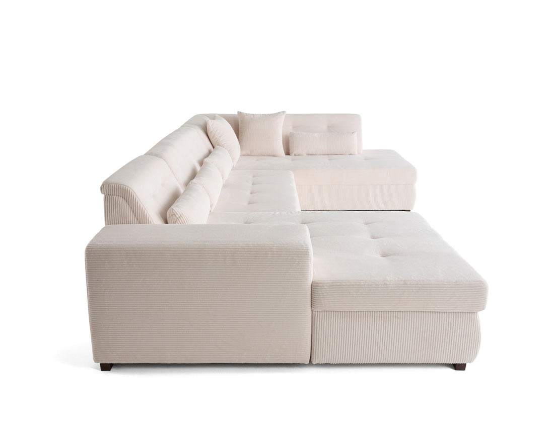 Canapé panoramique convertible Vermont 7 pl en velours côtelé - droit