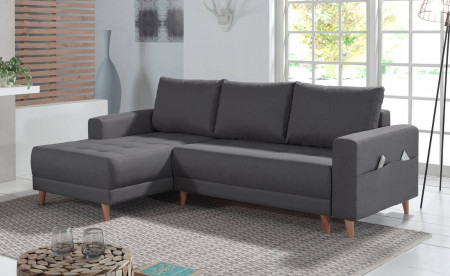 Ivar - Canapé d'angle convertible 4 places - avec coffre et poche de rangement - Style scandinave - Gauche Ivar - Canapé d'angle convertible 4 places - avec coffre et poche de rangement - Style scandinave - Gauche