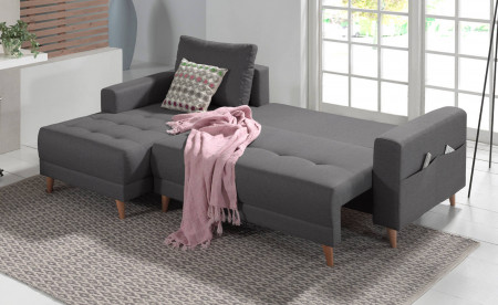 Ivar - Canapé d'angle convertible 4 places - avec coffre et poche de rangement - Style scandinave - Gauche Ivar - Canapé d'angle convertible 4 places - avec coffre et poche de rangement - Style scandinave - Gauche