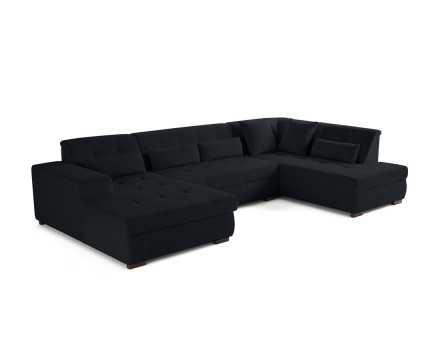 Canapé panoramique d'angle droit 7 places en velours côtelé Vermont