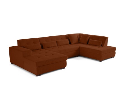 Canapé panoramique d'angle droit 7 places en velours côtelé Vermont