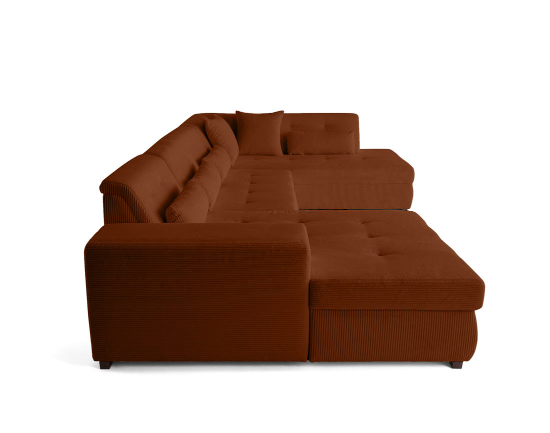 Canapé panoramique d'angle droit 7 places en velours côtelé Vermont